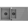 Mexen Andres évier en granit 1,5 bac avec égouttoir 1000 x 500 mm, gris, siphon noir - 6515101510-71-B
