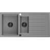 Mexen Andres lavello in granito 1,5 vasche con sgocciolatoio 1000 x 500 mm, grigio, sifone nero - 6515101510-71-B