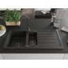 Mexen Andres évier en granit 1,5 bacs avec égouttoir 1000 x 500 mm noir/or métallique, siphon noir - 6515101510-75-B