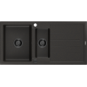 Mexen Andres Granitspüle 1,5-becken mit Abtropffläche 1000 x 500 mm schwarz/gold metallic, schwarzer Siphon - 6515101510-75-B