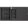 Mexen Andres granieten spoelbak 1,5-komor met afdruiprek 1000 x 500 mm zwart gespikkeld, zwarte sifon - 6515101510-76-B