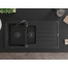 Mexen Andres Granitspüle 1,5-Becken mit Abtropffläche 1000 x 500 mm schwarz, Siphon schwarz - 6515101510-77-B