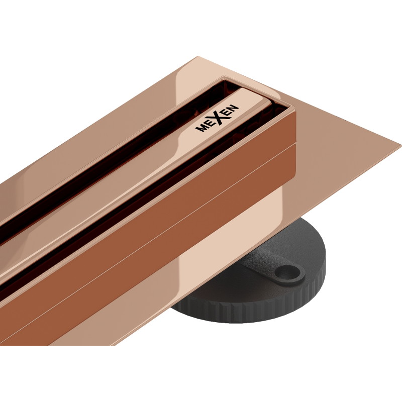 Mexen Flat 360° Slim pööratav jooneline äravool 130 cm, roosa kuld - 1641130