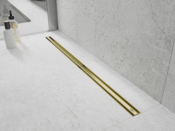 Mexen Flat 360° Slim vrtni linearni odtok 80 cm, brušeno zlato - 1A41080