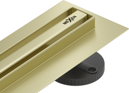 Mexen Flat 360° Slim ralo linear rotativo 150 cm, dourado escovado - 1A41150