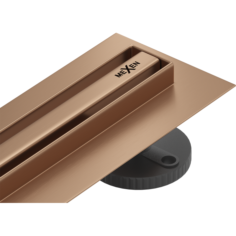 Mexen Flat 360° Slim odpływ liniowy obrotowy 110 cm, miedź szczotkowana - 1C41110