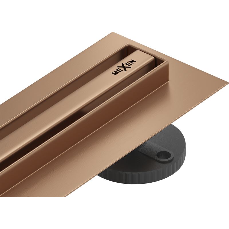 Mexen Flat 360° Slim odpływ liniowy obrotowy 120 cm, miedź szczotkowana - 1C41120