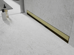 Mexen Flat Wall desagüe lineal de pared 2 en 1 de 120 cm, dorado cepillado - 1A30120