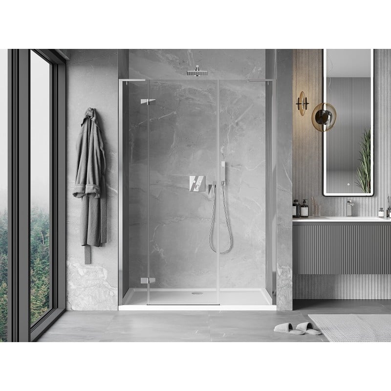 Mexen Mist-H L drzwi prysznicowe uchylne lewe 130 cm, transparent, chrom - 8A5L-130-001-01-00-L