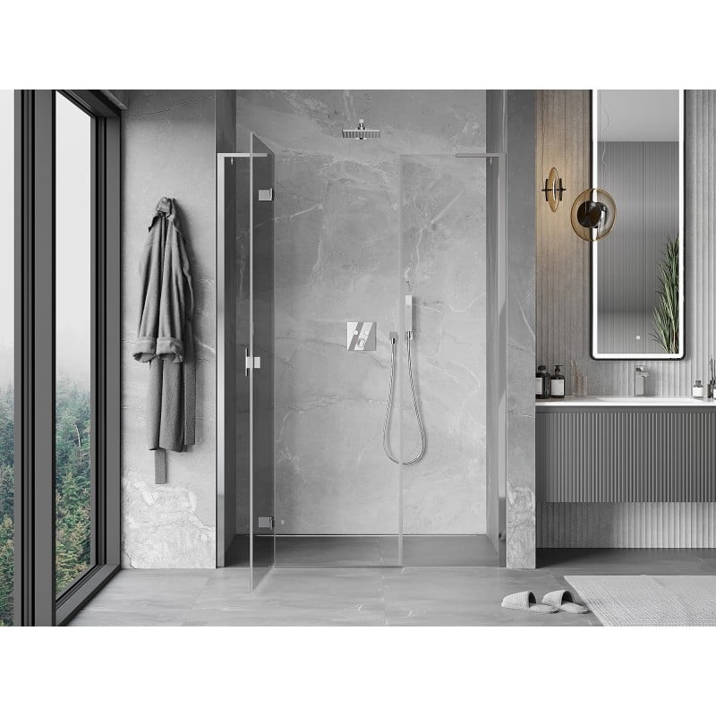 Mexen Mist-H L drzwi prysznicowe uchylne lewe 140 cm, transparent, chrom - 8A5L-140-001-01-00-L