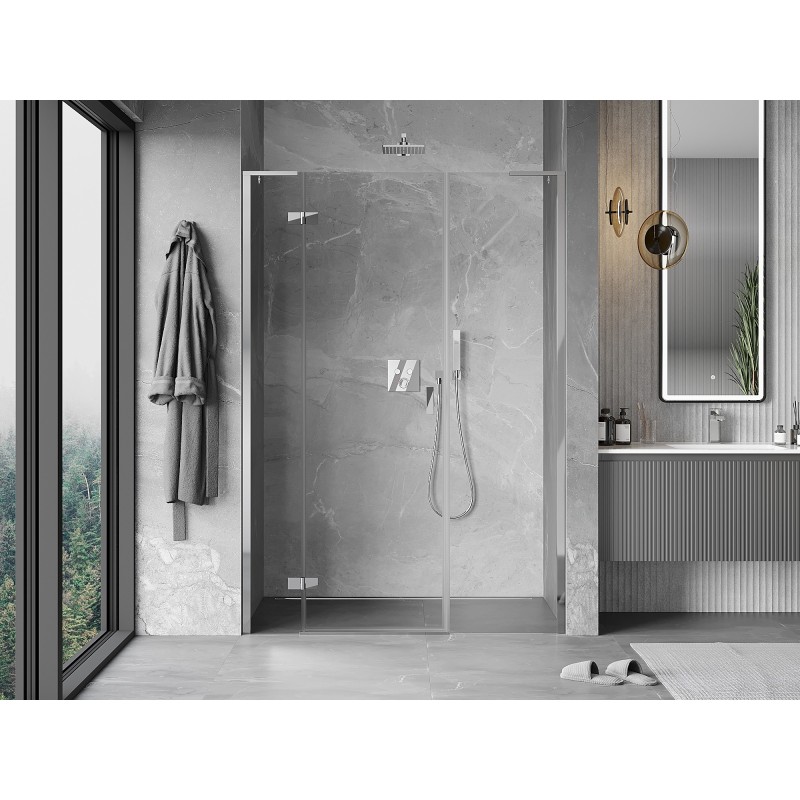 Mexen Mist-H L drzwi prysznicowe uchylne lewe 155 cm, transparent, chrom - 8A5L-155-001-01-00-L