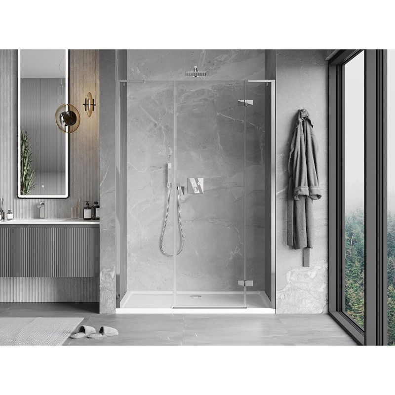 Mexen Mist-H L puertas de ducha abatibles derechas 145 cm, transparente, cromo - 8A5L-145-001-01-00-P