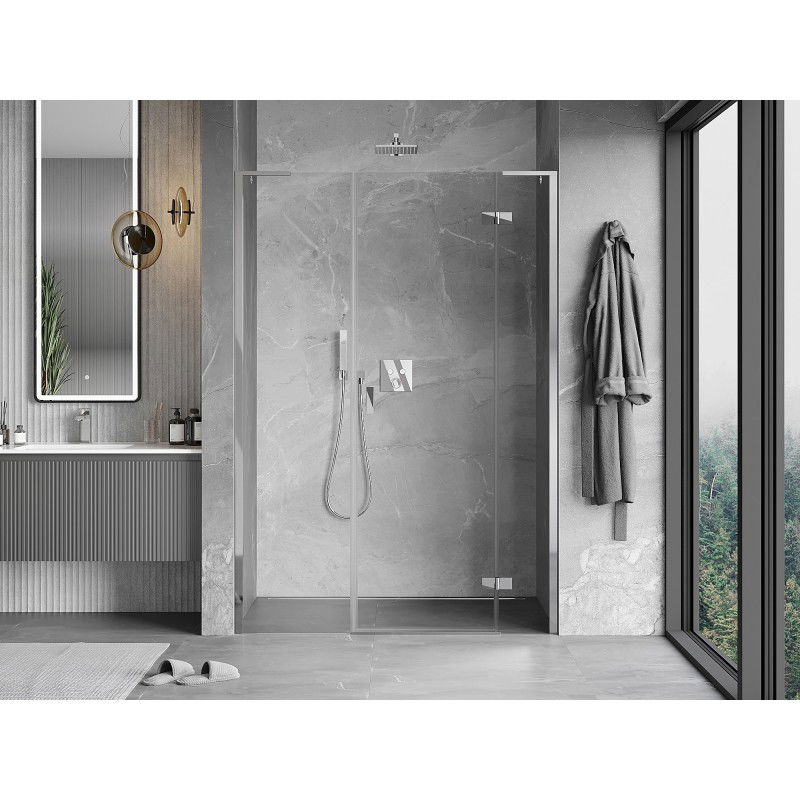 Mexen Mist-H L puerta de ducha abatible derecha 155 cm, transparente, cromo - 8A5L-155-001-01-00-P