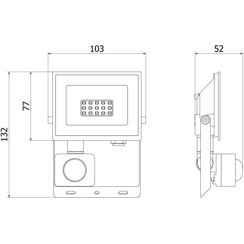 Mexen Luxpro naświetlacz LED z czujnikiem ruchu, 10W, Neutralna - 4000K, 900 lm, czarny - L235-010-40-70