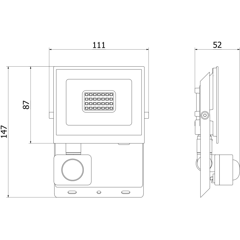 Mexen Luxpro naświetlacz LED z czujnikiem ruchu, 20W, Neutralna - 4000K, 1800 lm, czarny - L235-020-40-70