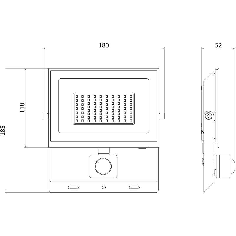 Mexen Luxpro naświetlacz LED z czujnikiem ruchu, 50W, Zimna - 6500K, 4500 lm, czarny - L235-050-65-70