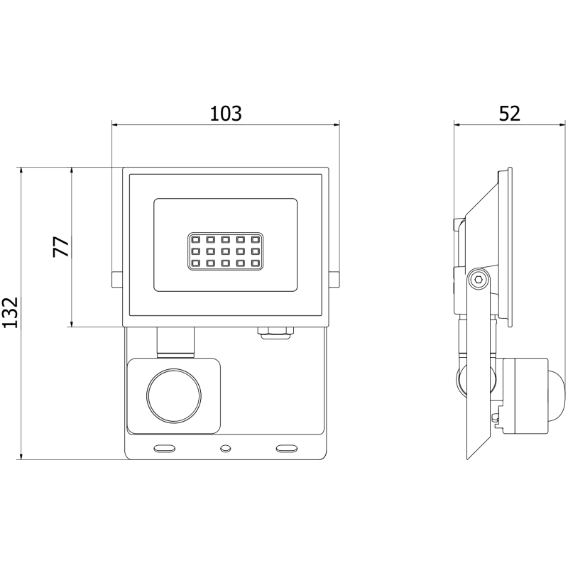 Mexen Luxpro+ LED floodlight with motion sensor, 10W, Neutral - 4000K, 1100 lm, black - L236-010-40-70