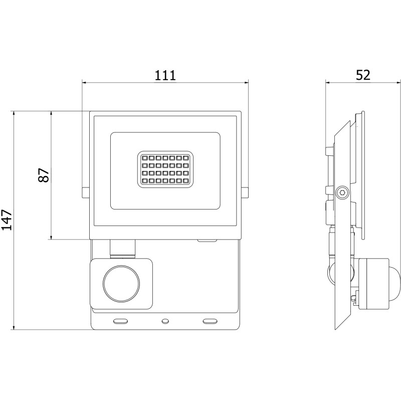 Mexen Luxpro+ LED-projektor liikumisanduriga, 20W, Külm - 6500K, 2200 lm, valge - L236-020-65-20