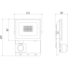 Mexen Luxpro+ LED-projektor liikumisanduriga, 20W, Külm - 6500K, 2200 lm, valge - L236-020-65-20