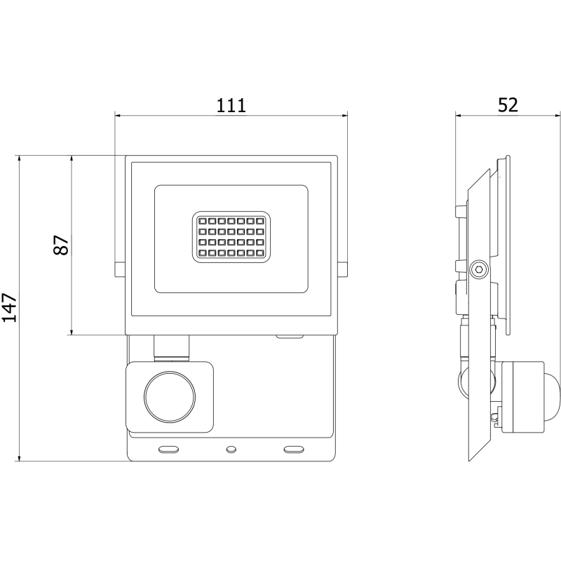 Mexen Luxpro+ naświetlacz LED z czujnikiem ruchu, 20W, Zimna - 6500K, 2200 lm, czarny - L236-020-65-70