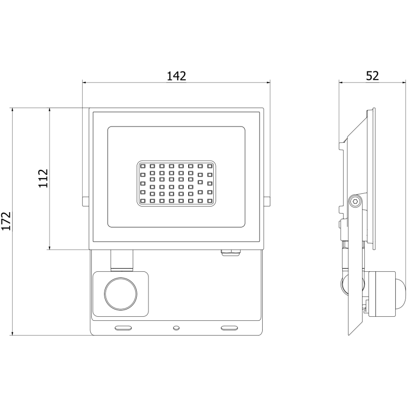 Mexen Luxpro+ naświetlacz LED z czujnikiem ruchu, 30W, Neutralna - 4000K, 3300 lm, czarny - L236-030-40-70