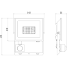Mexen Luxpro+ naświetlacz LED z czujnikiem ruchu, 30W, Zimna - 6500K, 3300 lm, czarny - L236-030-65-70