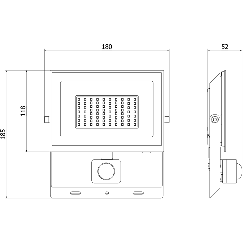 Mexen Luxpro+ LED Floodlight with Motion Sensor, 50W, Neutral - 4000K, 5500 lm, Black - L236-050-40-70