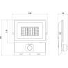 Mexen Luxpro+ naświetlacz LED z czujnikiem ruchu, 50W, Zimna - 6500K, 5500 lm, czarny - L236-050-65-70