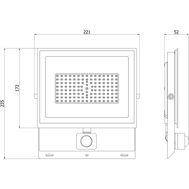 Mexen Luxpro+ LED-prožektor liikumisanduriga, 70W, Külm - 6500K, 7700 lm, must - L236-070-65-70