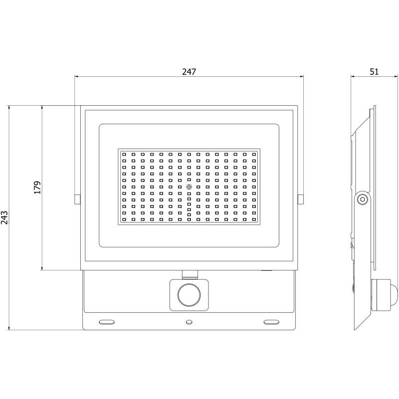 Mexen Luxpro+ naświetlacz LED  z czujnikiem ruchu, 100W, Neutralna - 4000K, 11000 lm, czarny - L236-100-40-70