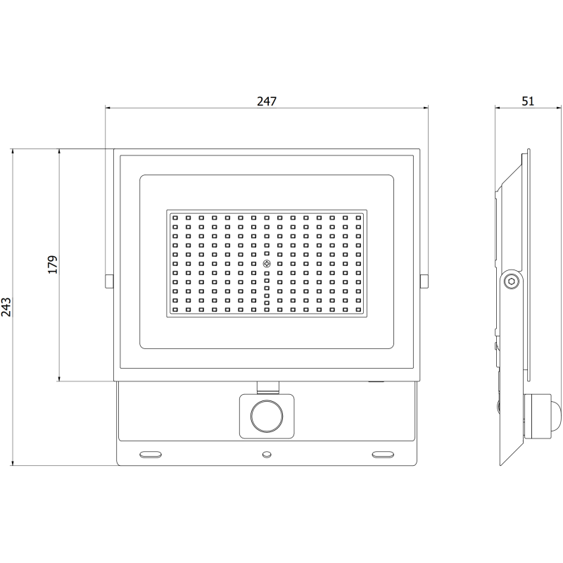 Mexen Luxpro+ naświetlacz LED z czujnikiem ruchu, 100W, Zimna - 6500K, 11000 lm, czarny - L236-070-65-70