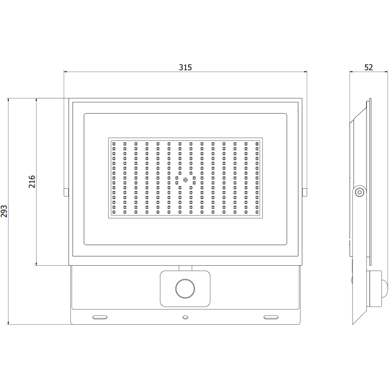 Mexen Luxpro+ LED-Strahler mat Beweegungsmelder, 150W, Neutral - 4000K, 16500 lm, schwaarz - L236-150-40-70