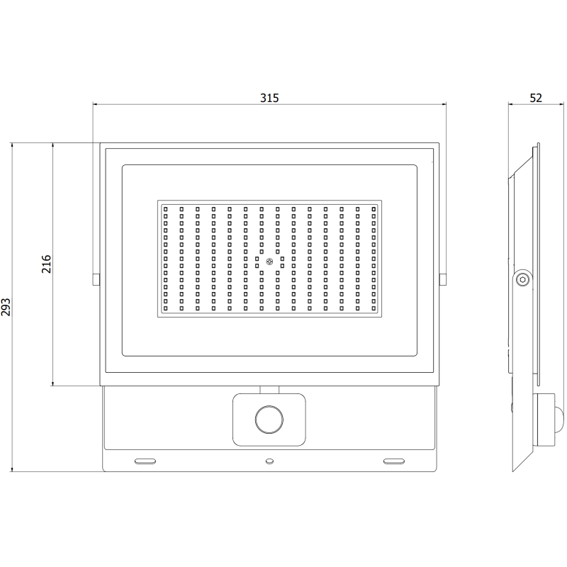 Mexen Luxpro+ naświetlacz LED z czujnikiem ruchu, 150W, Neutralna - 4000K, 16500 lm, czarny - L236-150-40-70