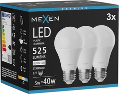 Mexen Nova 3x LED Lamp E27, A60, 5W, Neutraalne - 4000K, 525 lm - L100-E27-0540-01x03