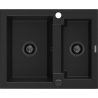 Mexen Carlos Granitspüle 1,5-Kammer 582 x 475 mm, schwarz, schwarzer Siphon - 6518581500-77-B