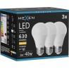 Mexen Nova 3x Bombilla LED E27, A60, 6W, Cálida - 3000K, 630 lm - L100-E27-0630-01x03