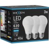 Mexen Nova 3x LED-glödlampa E27, A60, 6W, Kall - 6500K, 630 lm - L100-E27-0665-01x03