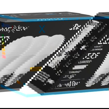 Mexen Nova 3x LED Luucht E27, A60, 7W, Wärm - 3000K, 735 lm - L100-E27-0730-01x03