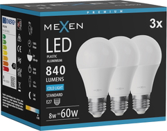 Mexen Nova 3x LED žarulja E27, A60, 8W, Hladna - 6500K, 840 lm - L100-E27-0865-01x03