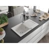 Mexen Pablo évier en granit 1 cuve avec égouttoir 752 x 436 mm, blanc, siphon chromé - 6510751010-20