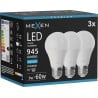 Mexen Nova 3x żarówka LED E27, A60, 9W, Zimna - 6500K, 945 lm - L100-E27-0965-01x03
