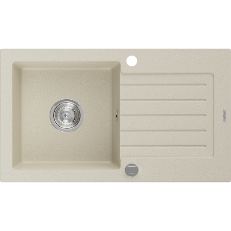 Mexen Pablo Granitspüle 1-Becken mit Abtropffläche 752 x 436 mm, beige, Siphon Chrom - 6510751010-69