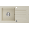 Mexen Pablo granieten spoelbak 1-kompartment met afdruiprek 752 x 436 mm, beige, sifon chroom - 6510751010-69