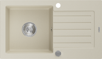 Mexen Pablo lavello in granito a 1 vasca con sgocciolatoio 752 x 436 mm, beige, sifone cromato - 6510751010-69