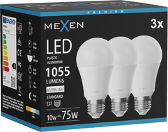 Mexen Nova 3x LED Pirn E27, A60, 10W, Neutraalne - 4000K, 1055 lm - L100-E27-1040-01x03