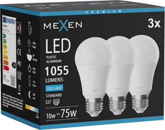 Mexen Nova 3x LED pirn E27, A60, 10W, Külm - 6500K, 1055 lm - L100-E27-1065-01x03