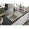 Mexen Pablo évier en granit 1 bac avec égouttoir 752 x 436 mm, beige, siphon chromé - 6510751010-69
