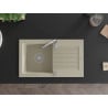 Mexen Pablo évier en granit 1 bac avec égouttoir 752 x 436 mm, beige, siphon chromé - 6510751010-69
