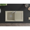 Mexen Pablo fregadero de granito de 1 compartimento con escurridor 752 x 436 mm, beige, sifón cromado - 6510751010-69