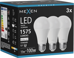 Mexen Nova 3x LED žarulja E27, A60, 15W, Neutralna - 4000K, 1575 lm - L100-E27-1540-01x03